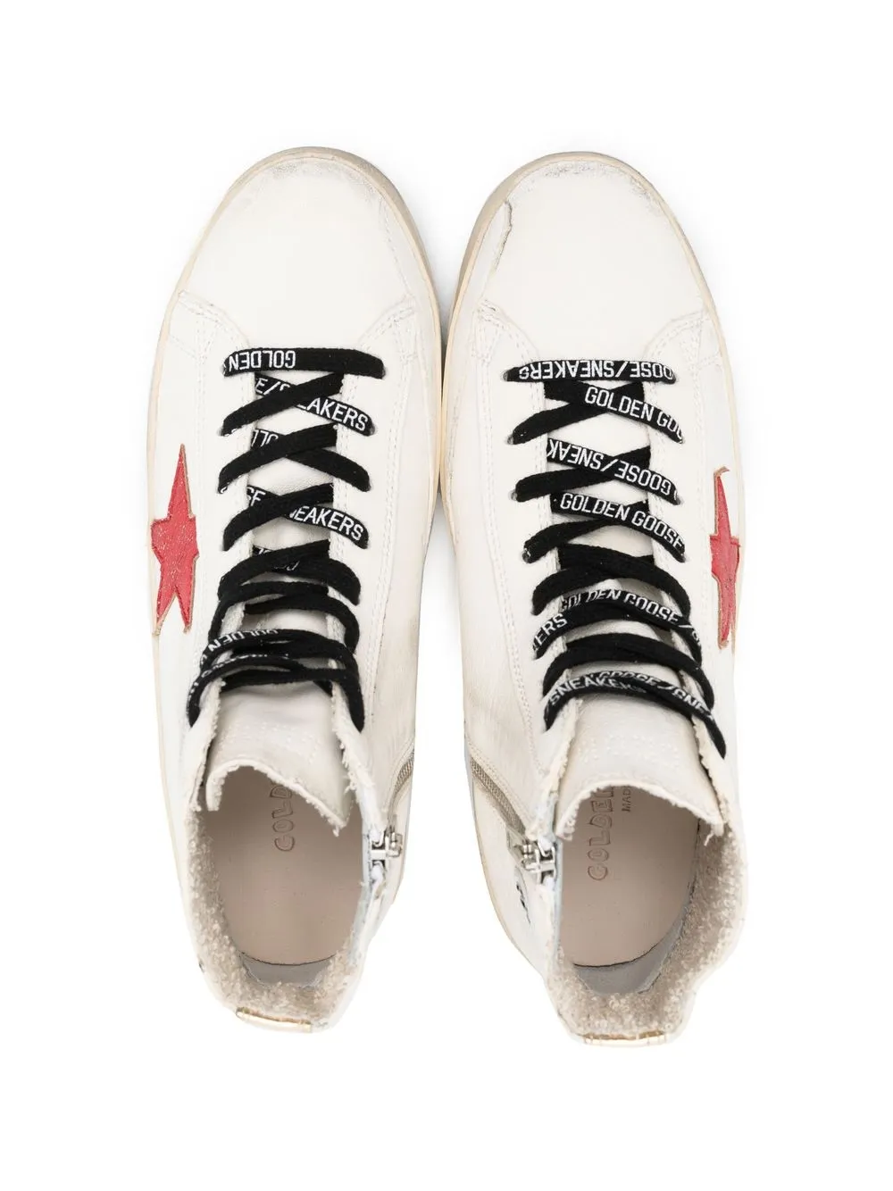 Shop Golden Goose Teen Francey High-top Sneakers In White