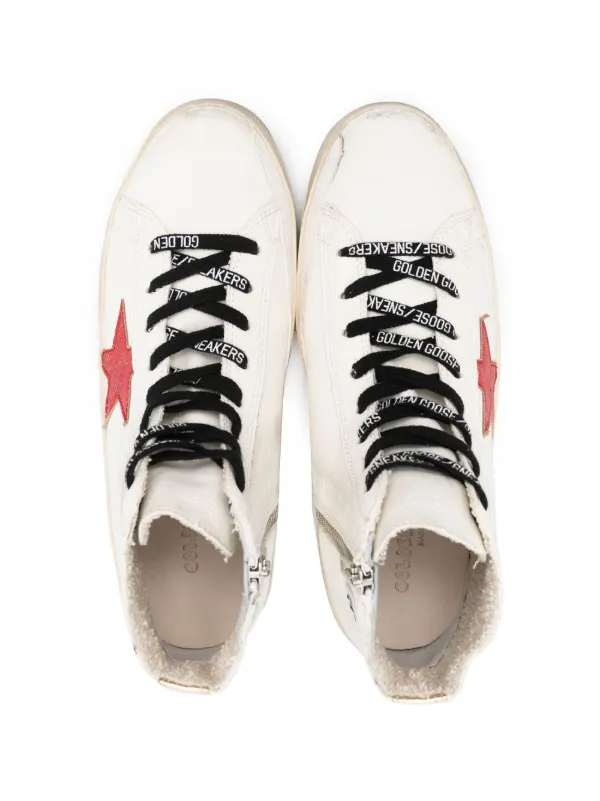 Golden Goose Kids TEEN Francey high top sneakers kids Fabric Rubber Calf Leather Calf Leather 26 White