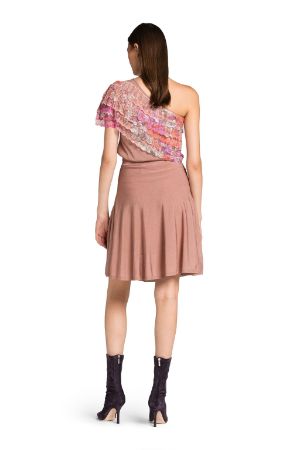Lace-Trimmed One-Shoulder Dress