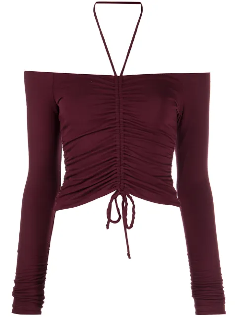 Simkhai Standard halterneck  off-shoulder ruched top