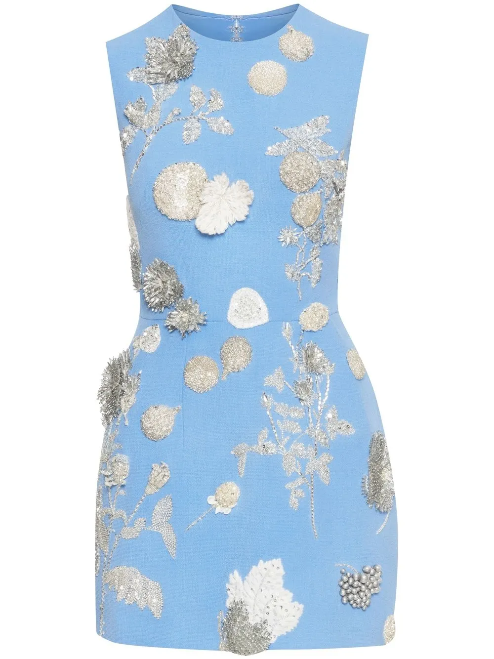 

Oscar de la Renta appliquéd round-neck shift dress - Blue