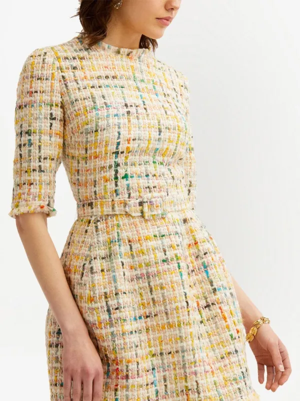 Oscar De La Renta Belted Tweed Dress - Farfetch