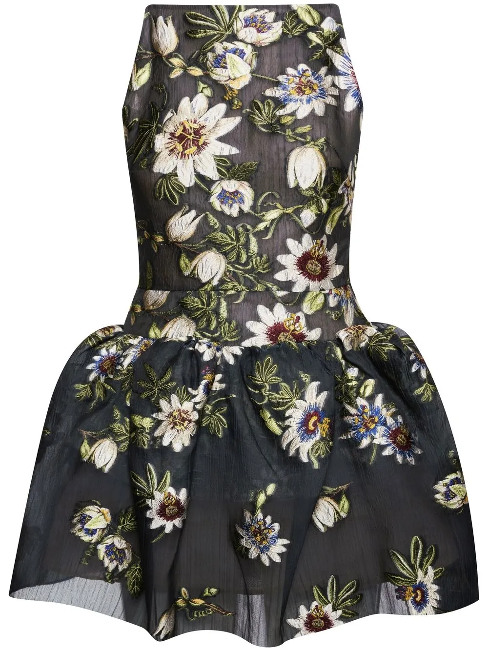 

Oscar de la Renta floral-embroidered minidress - Blue