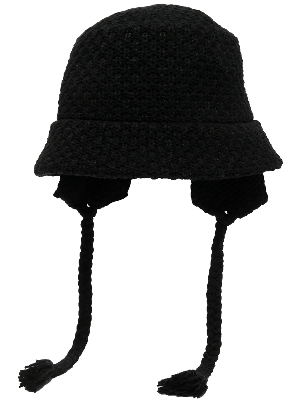 

Y's braided-strap knit hat - Black