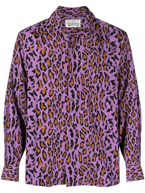 WACKO MARIA leopard-print long-sleeve shirt 