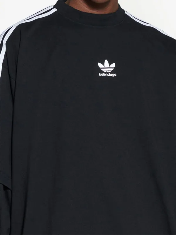 Black white X adidas logo-print oversized cotton T-shirt