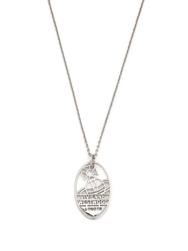 Vivienne Westwood 9kt White Gold Logo Pendant Necklace Farfetch