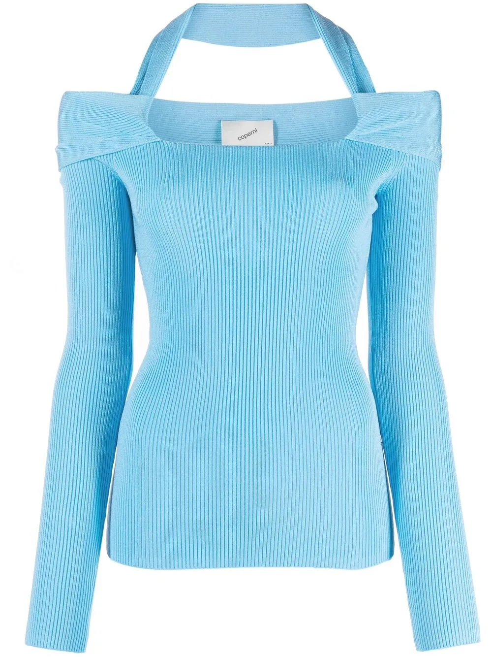 

Coperni ribbed-knit cut-out fitted top - Blue