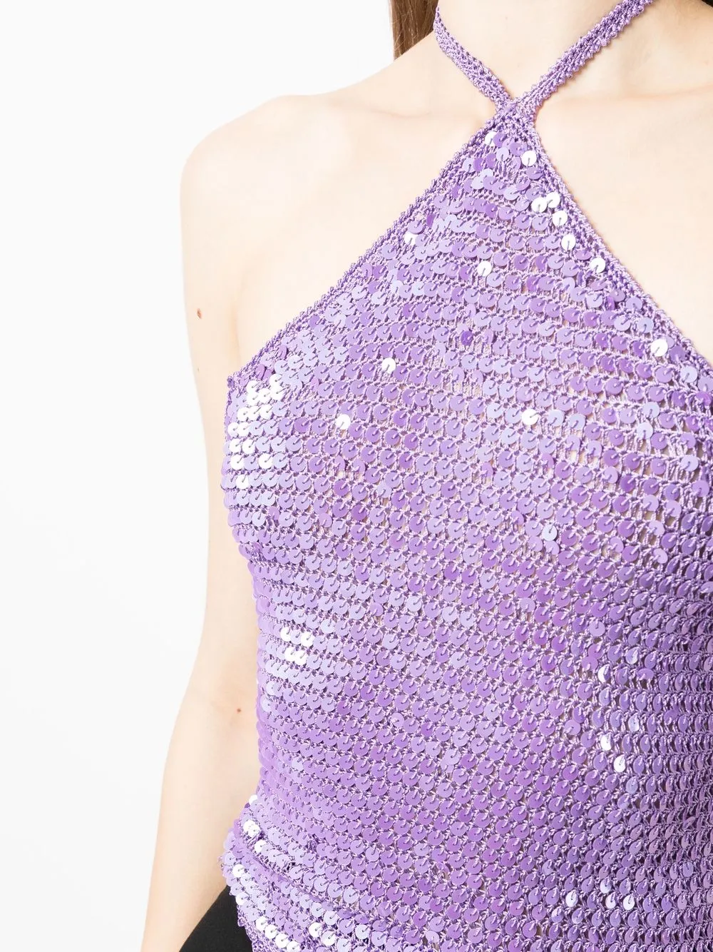 Retroféte Shani Purple Embellished Crochet-knit Top In 紫色