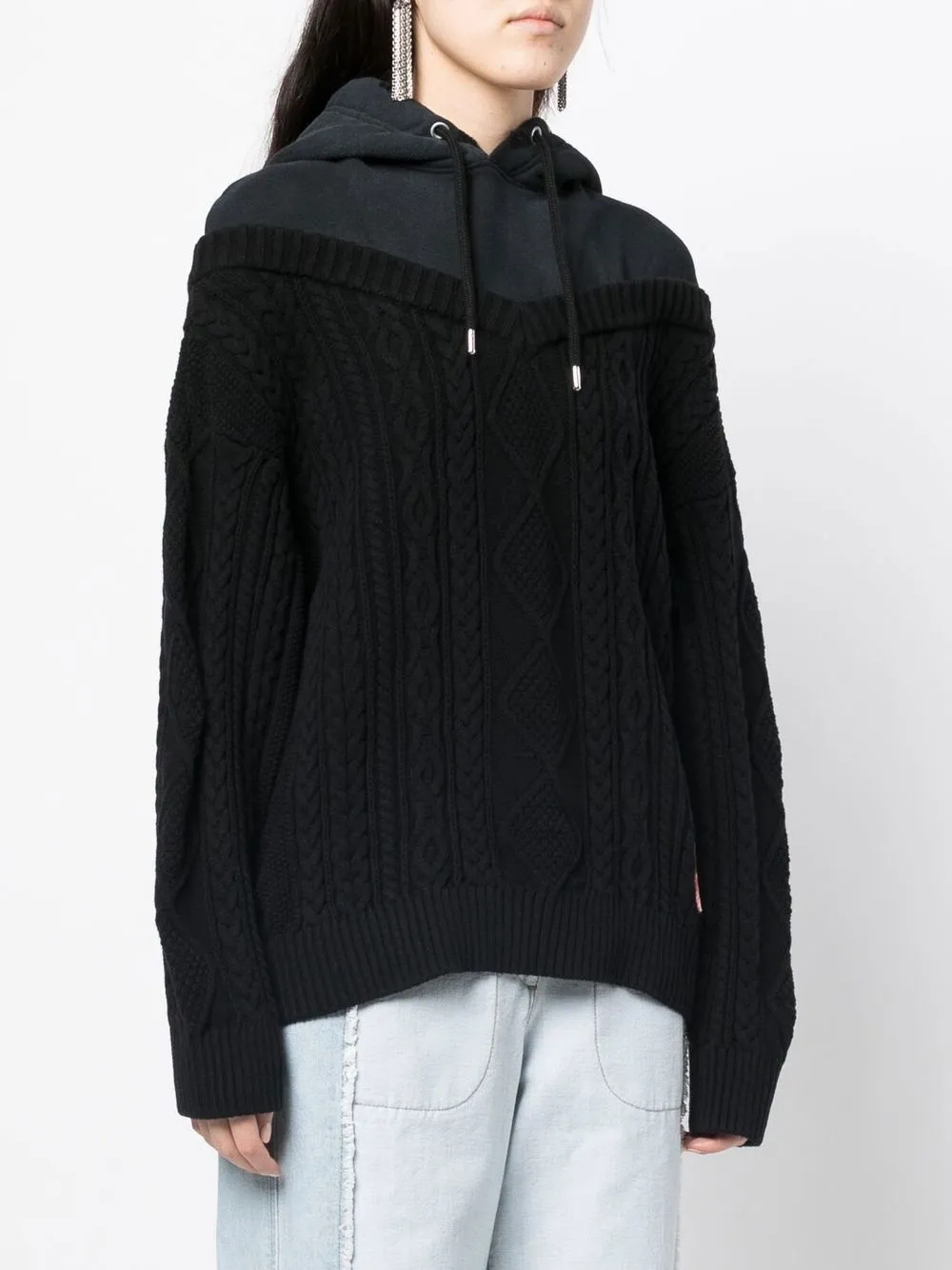 Maison Mihara Yasuhiro Kabelgebreide hoodie - Zwart