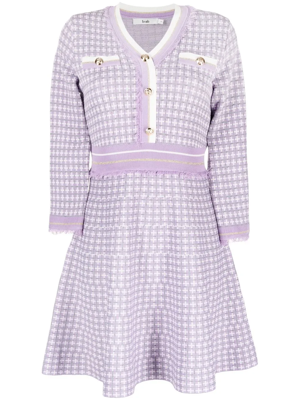 

b+ab vestido a cuadros con ribete en contraste - Morado