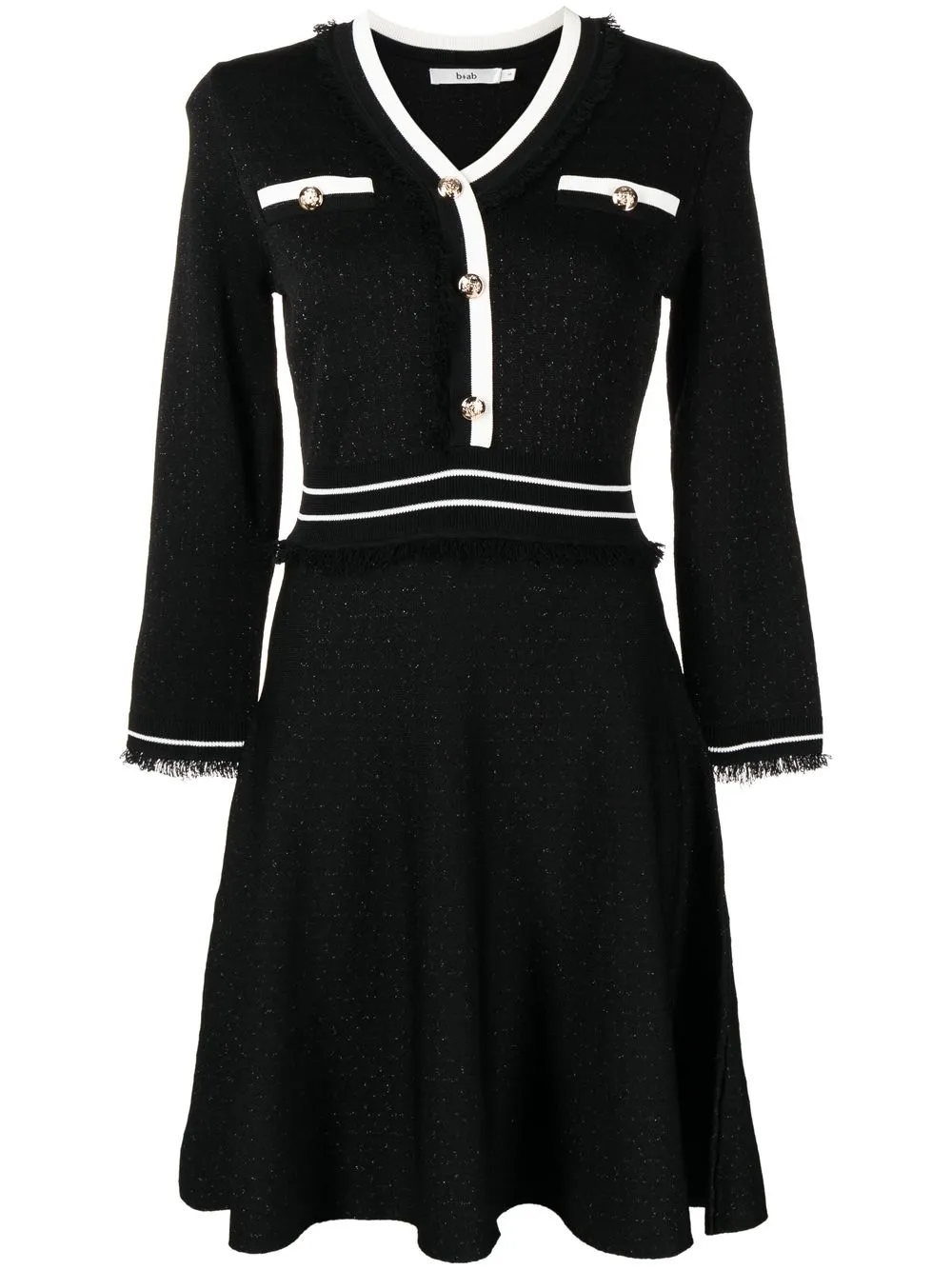 

b+ab vestido a cuadros con ribete en contraste - Negro