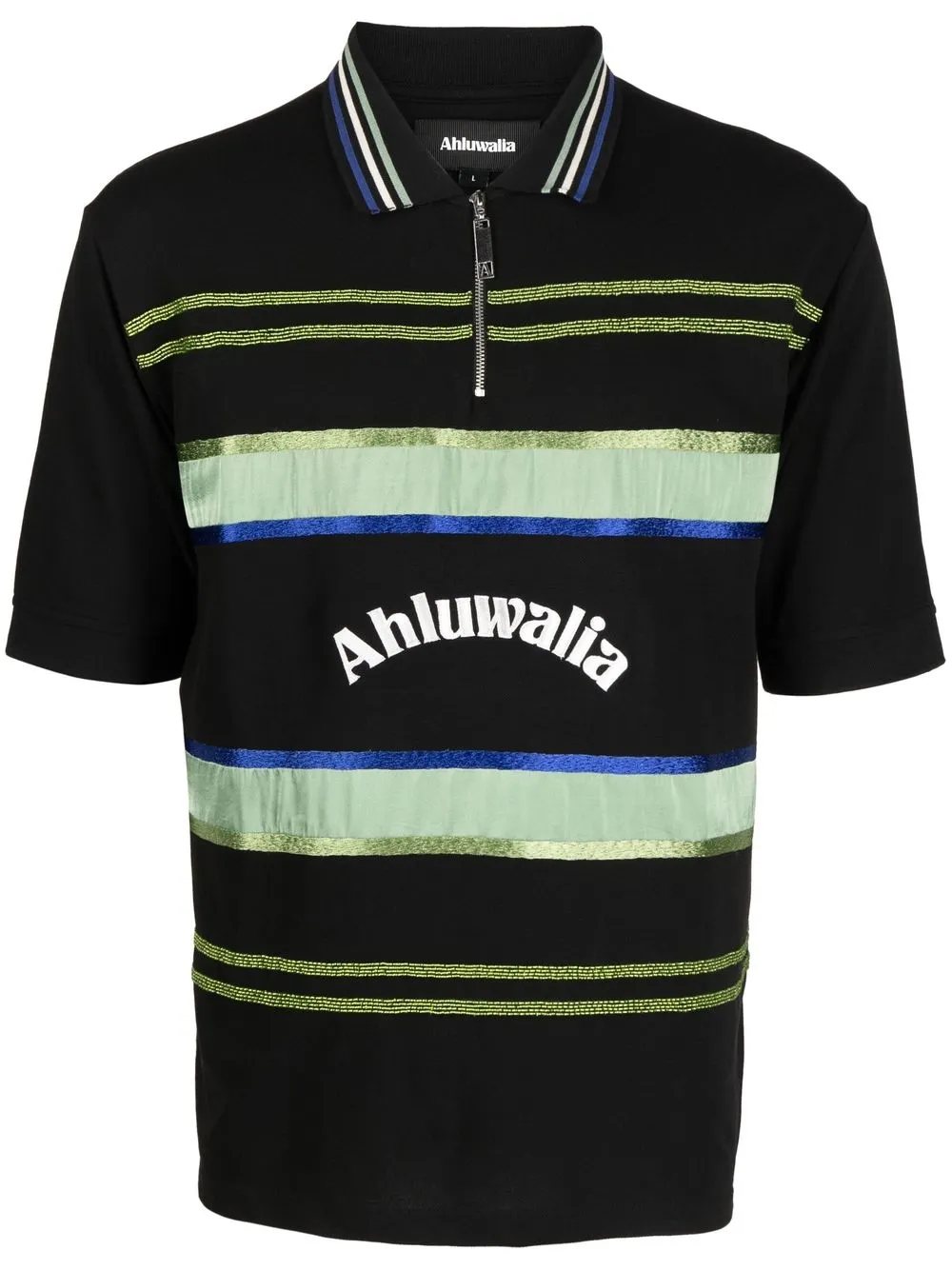 

Ahluwalia playera tipo polo con rayas estampadas - Negro