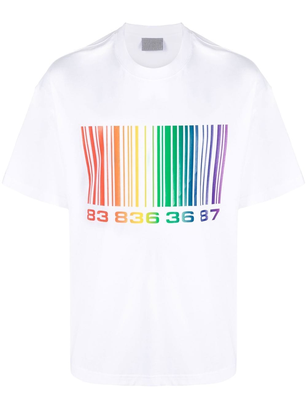 Vtmnts Barcode-print Crew-neck T-shirt In White