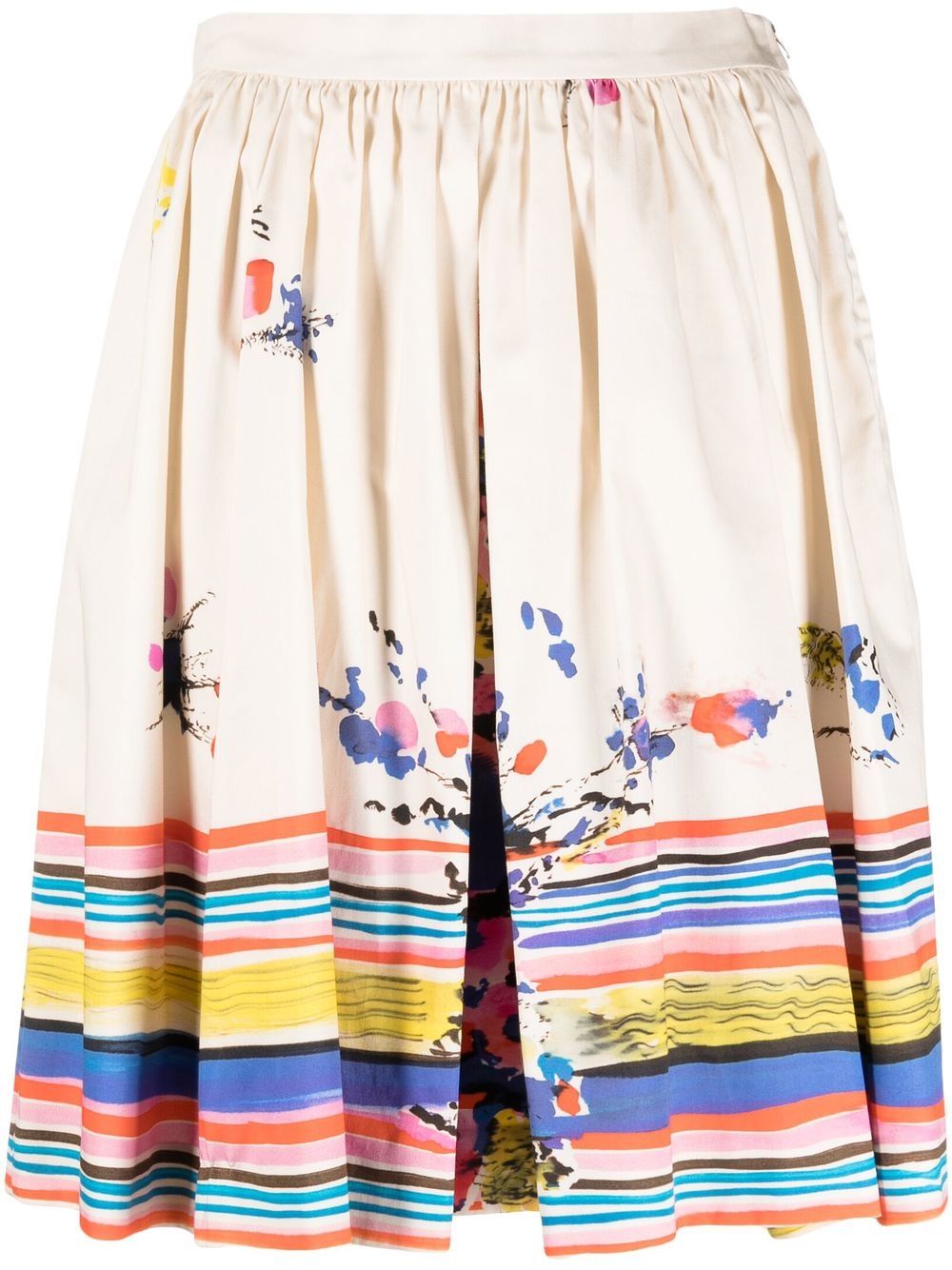 Pre-owned Valentino 2000 Abstract-print Cotton Skirt In Neutrals