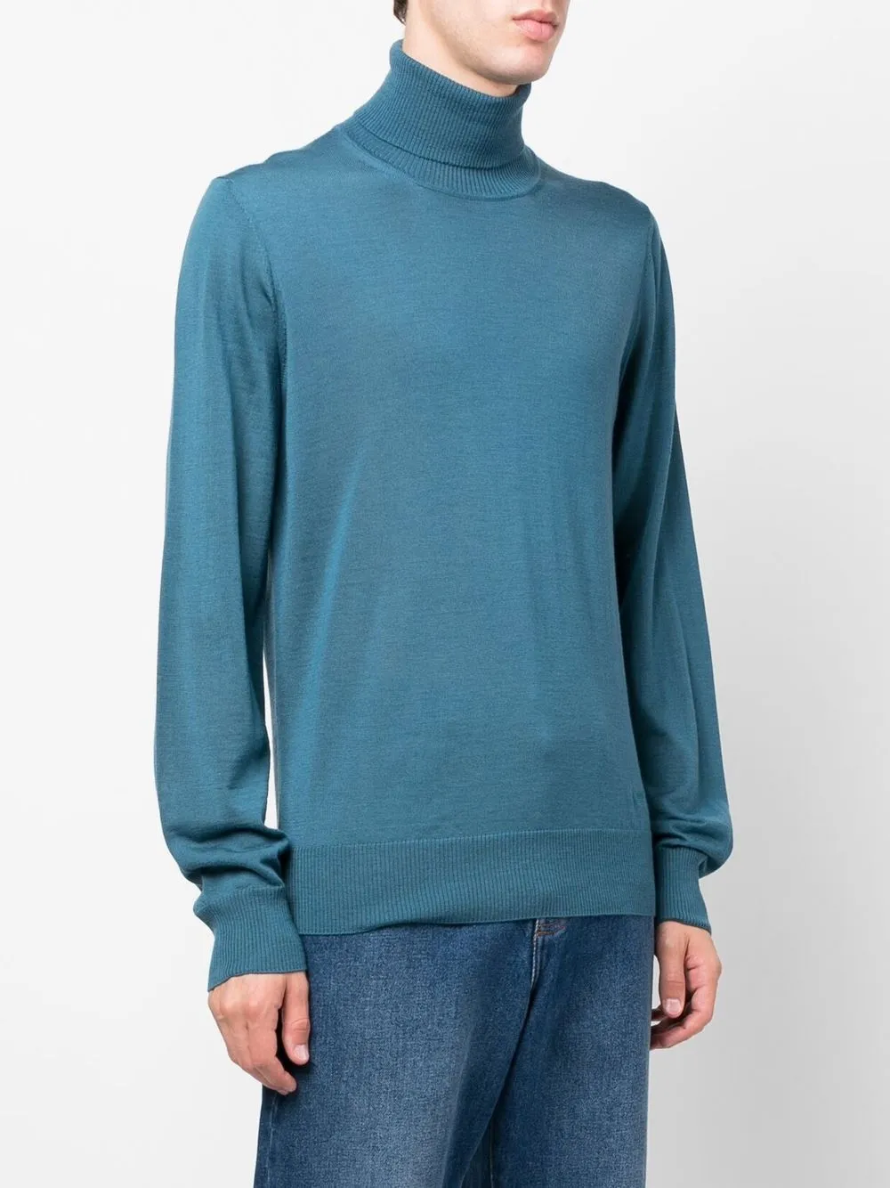 Emporio Armani Roll Neck Knitted Jumper In 蓝色