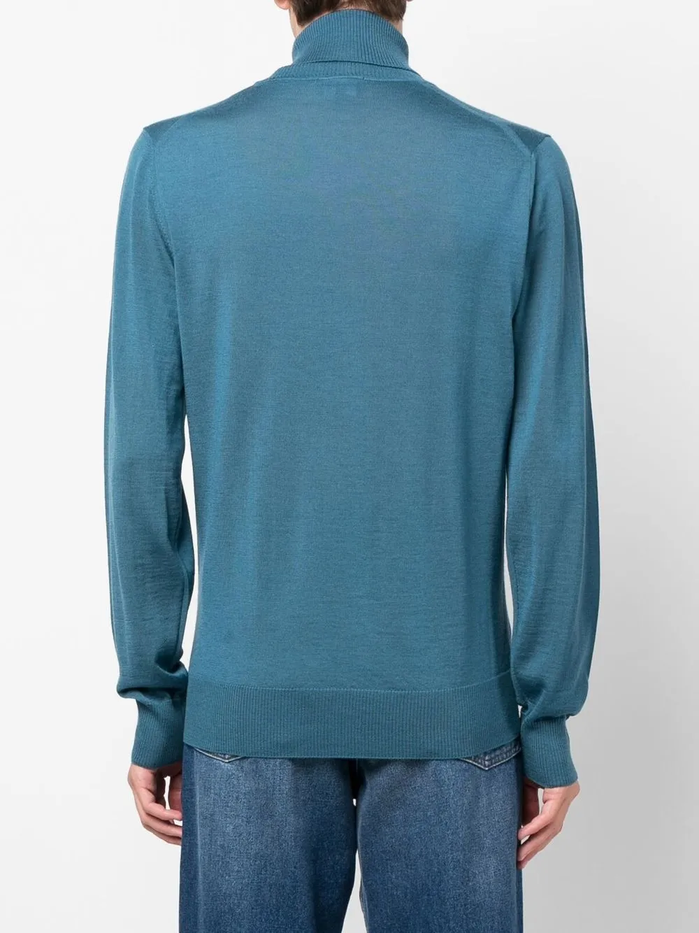 Emporio Armani Roll Neck Knitted Jumper In 蓝色
