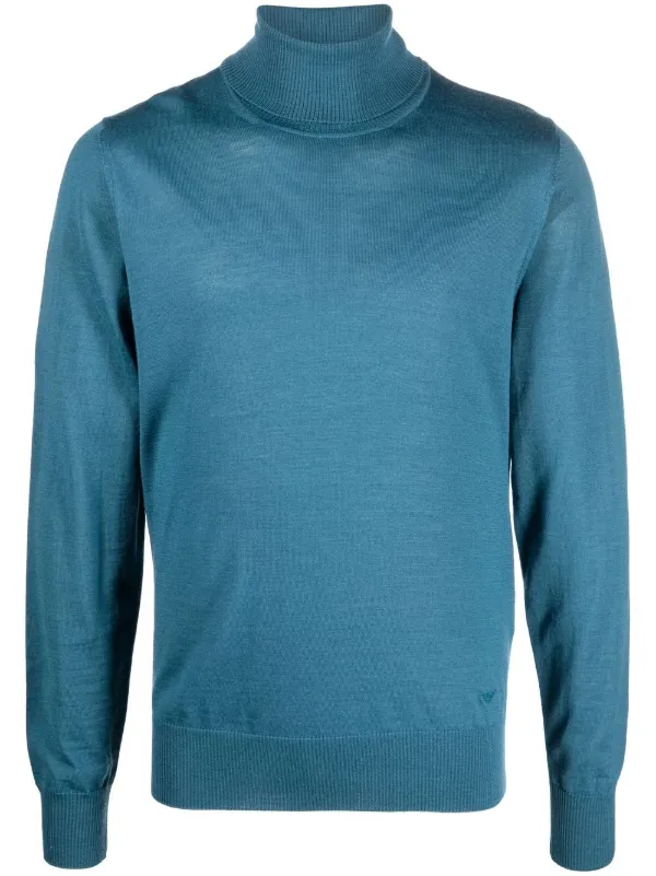 Emporio Armani Roll Neck Knitted Jumper Blue FARFETCH OM