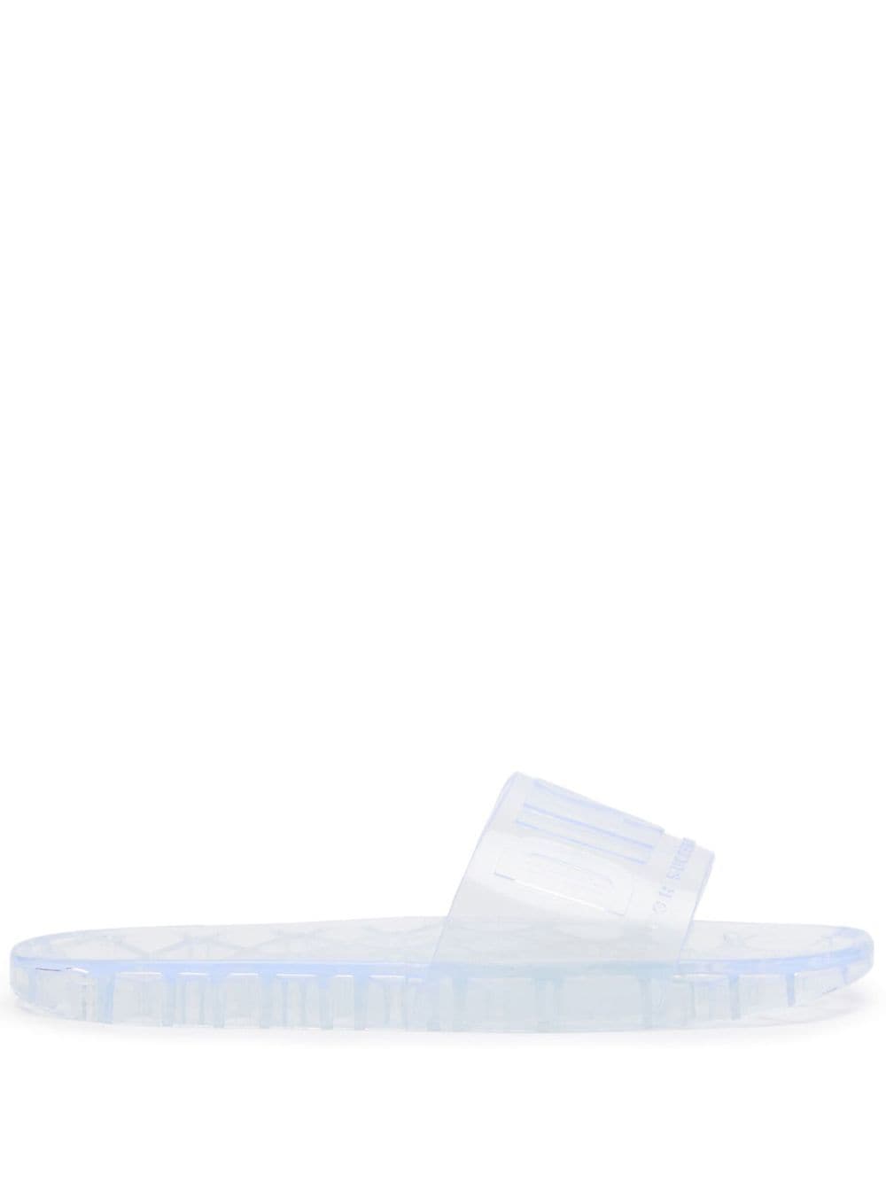 Diesel Logo-strap Transparent Slides In White