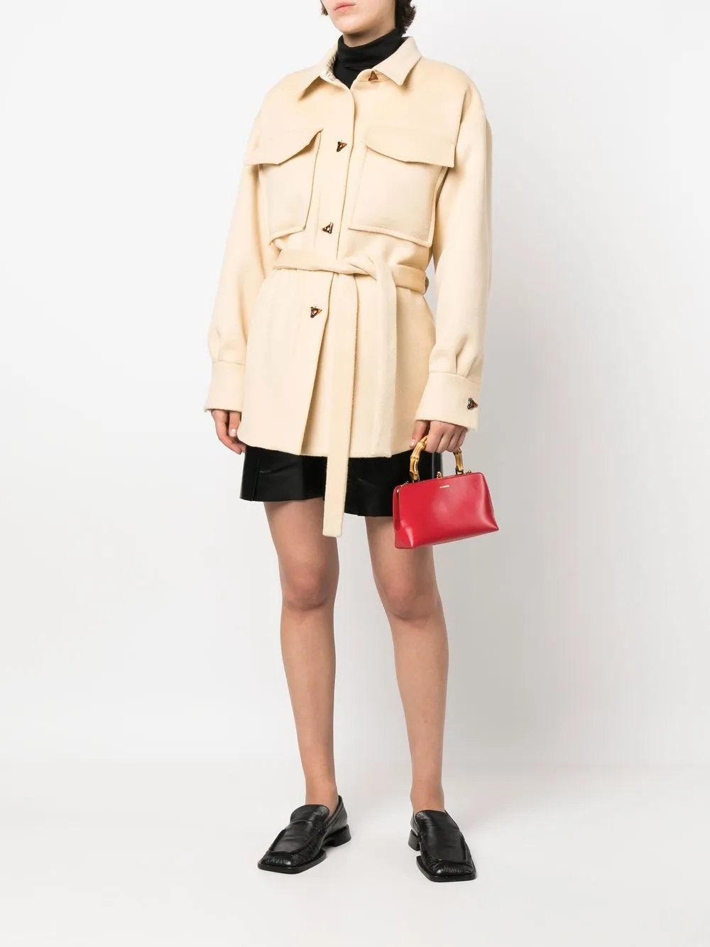 Jil Sander Shopper met bamboe handgreep - Rood