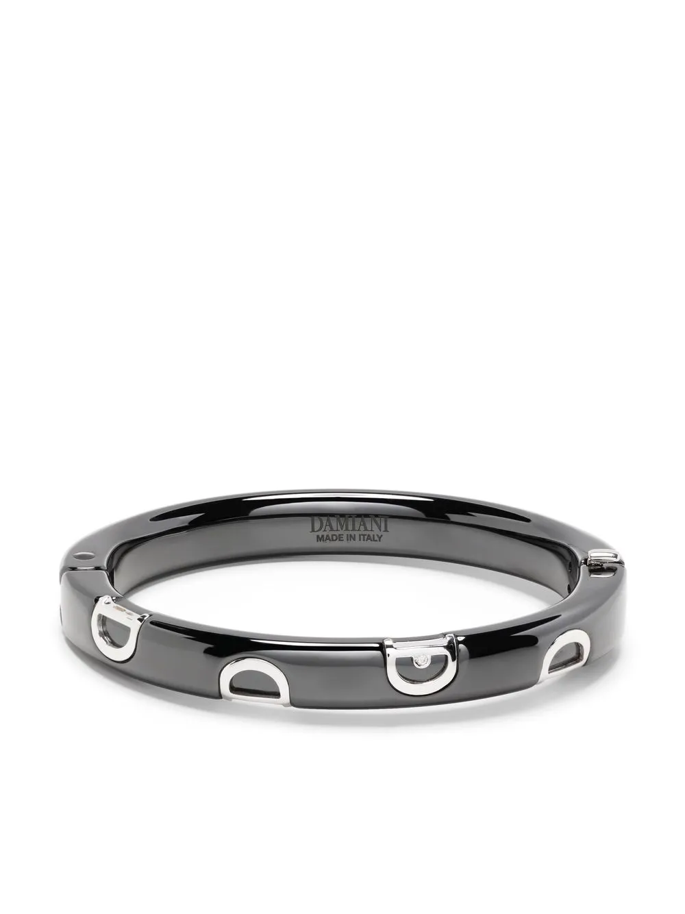 

Damiani 18kt white gold and ceramic D.Icon diamond bangle - Black