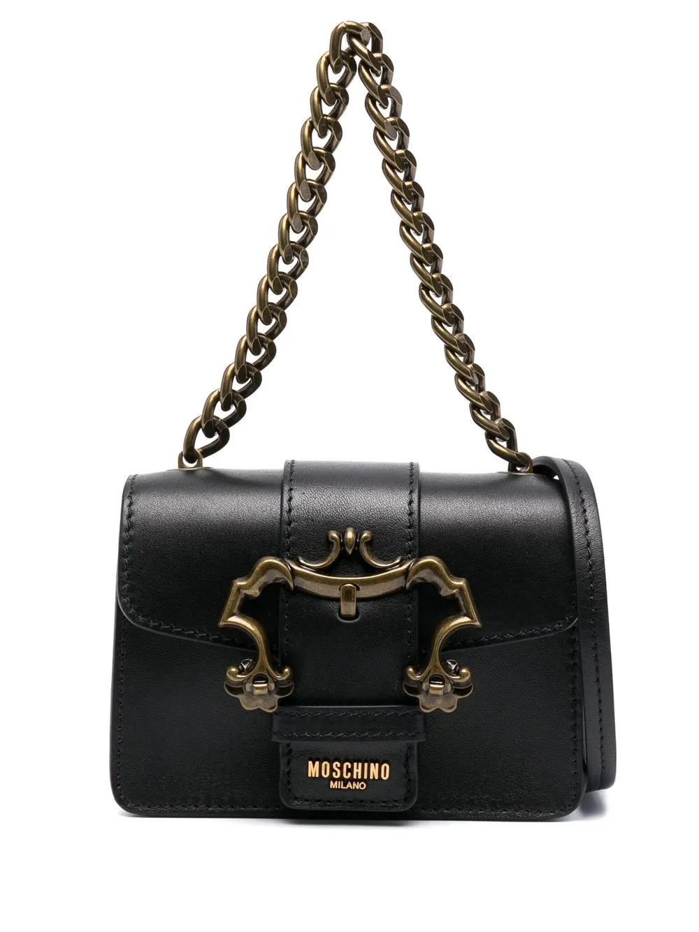 

Moschino leather logo-plaque bag - Black