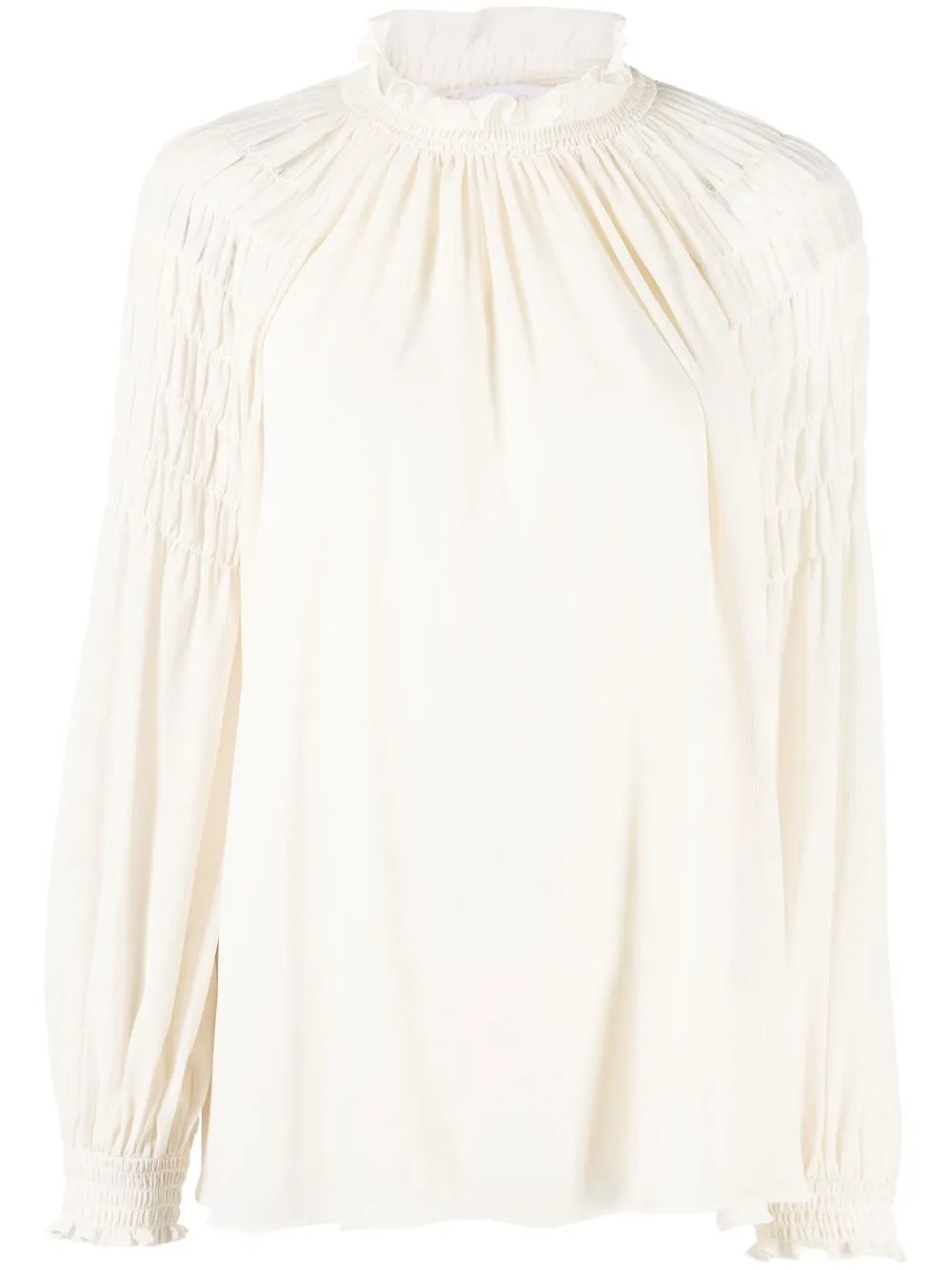 

See by Chloé smocked panelled blouse - White