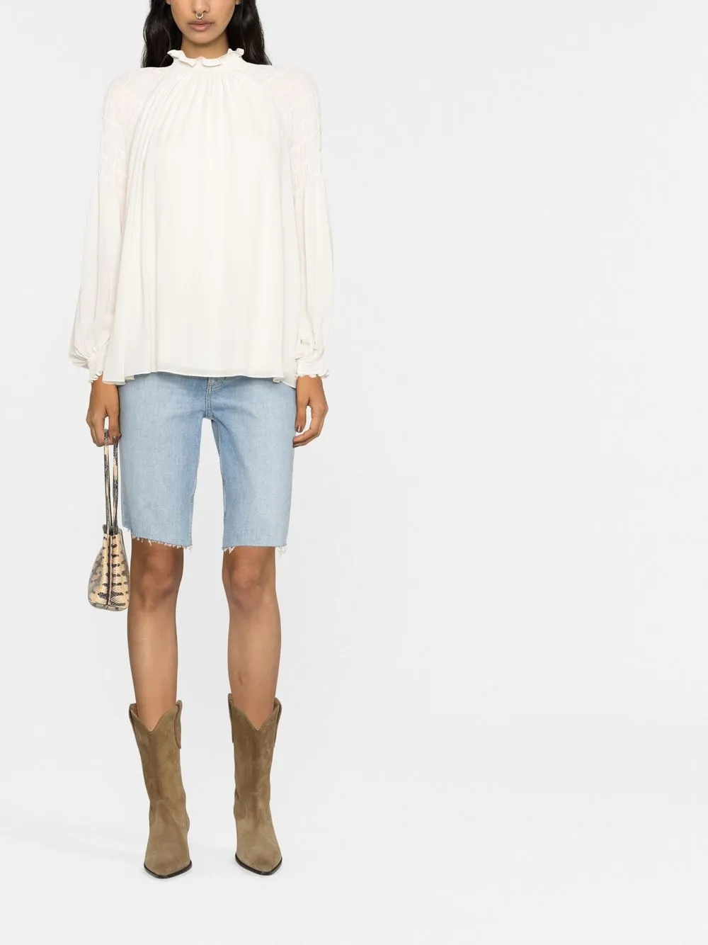 See by Chloé Gesmockte blouse - Wit