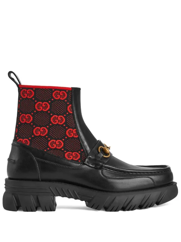 Gucci GG Horsebit 平纹针织及踝靴- Farfetch