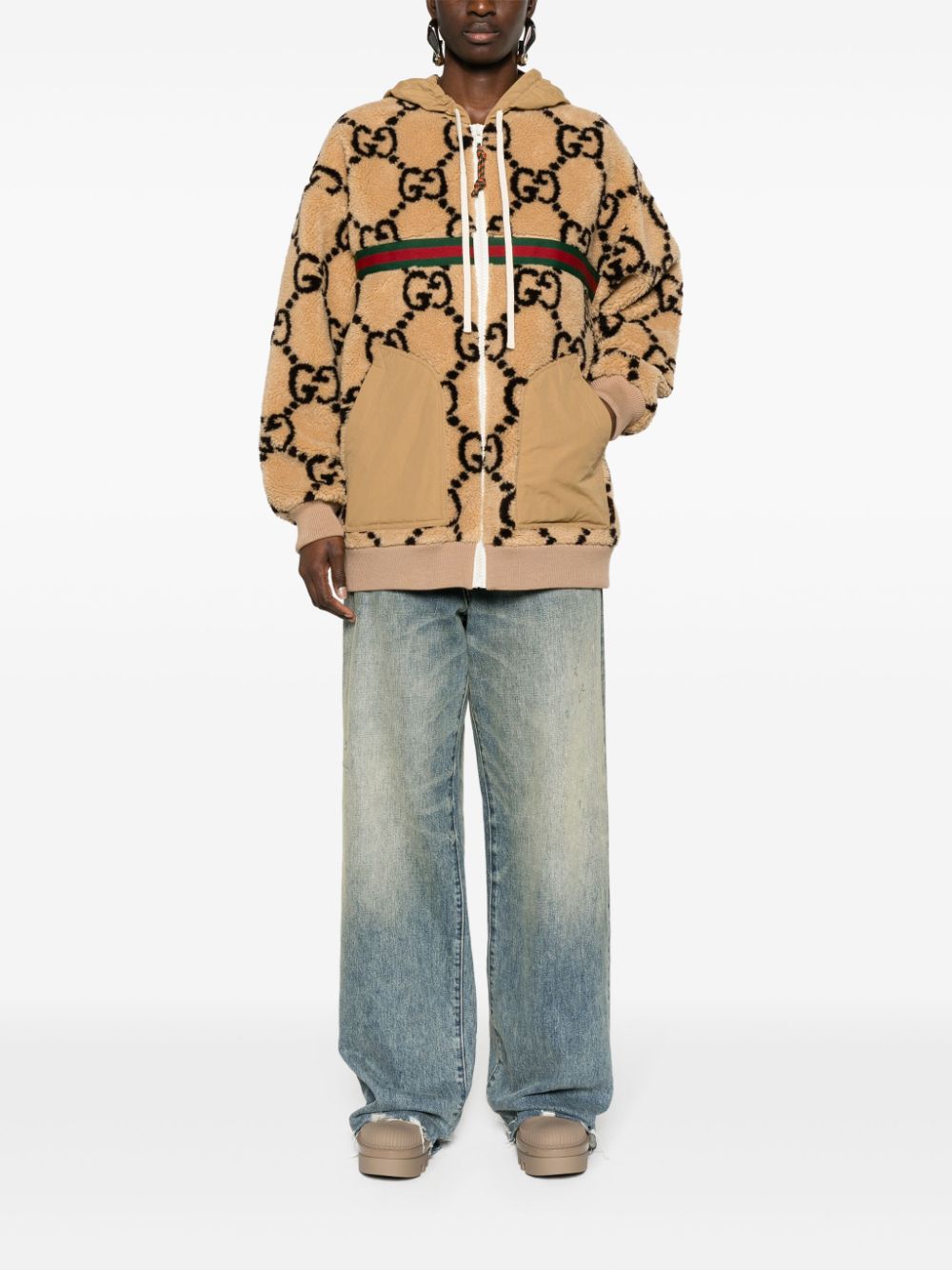 Gucci Maxi GG-pattern fleece jacket - Neutrals