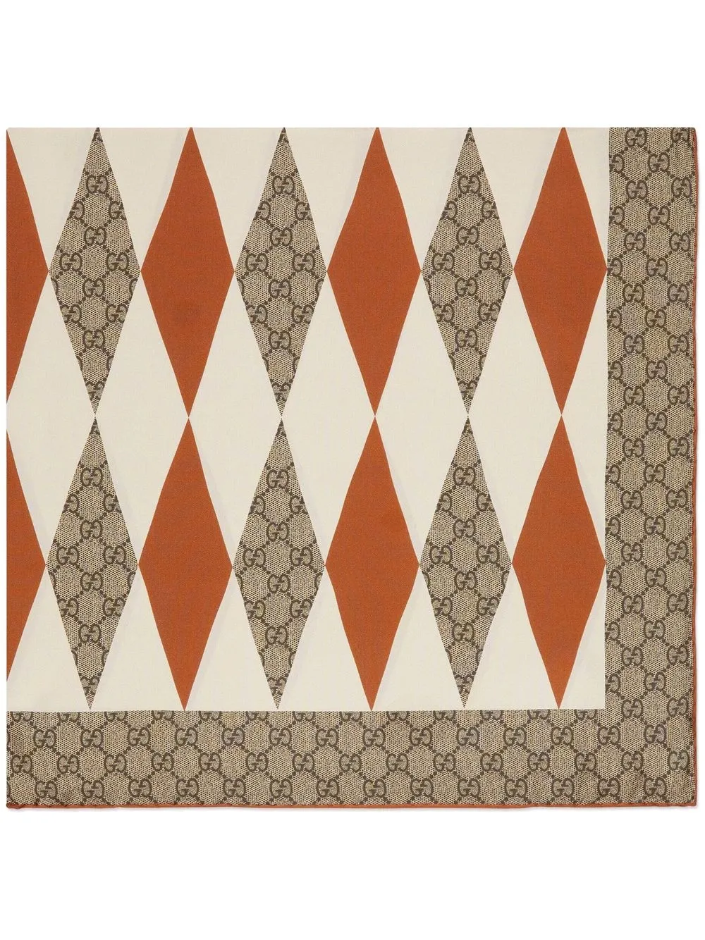 

Gucci GG backgammon-print silk scarf - Brown