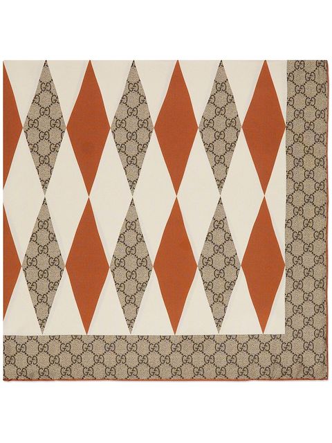Gucci GG backgammon-print silk scarf