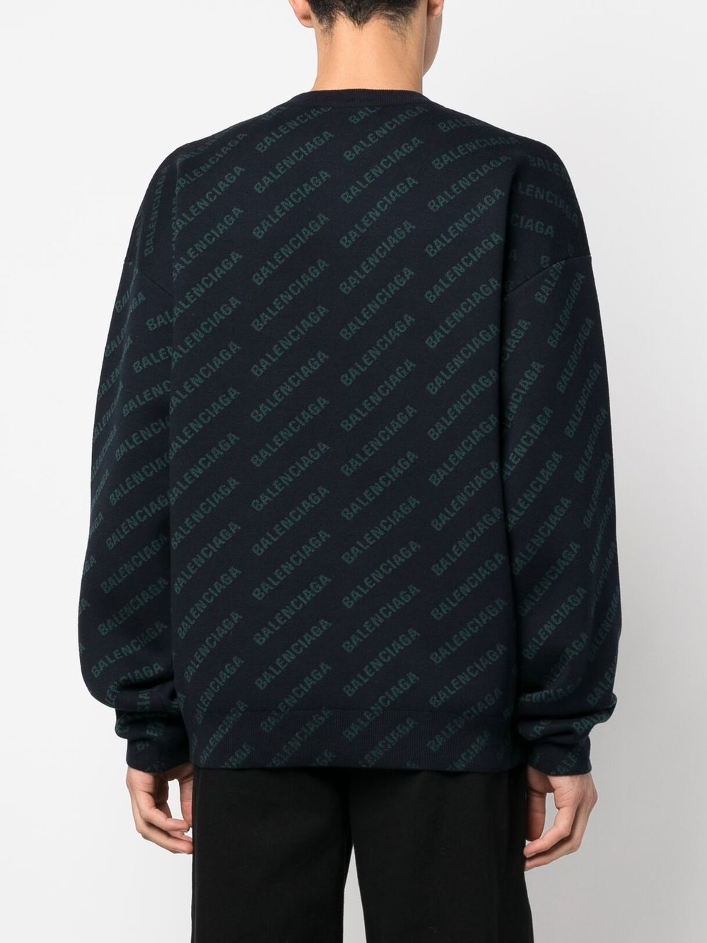 Shop Balenciaga All-over Logo-print Knit Jumper In 蓝色