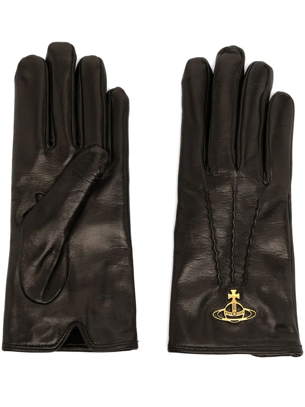 

Vivienne Westwood Orb-plaque leather gloves - Black