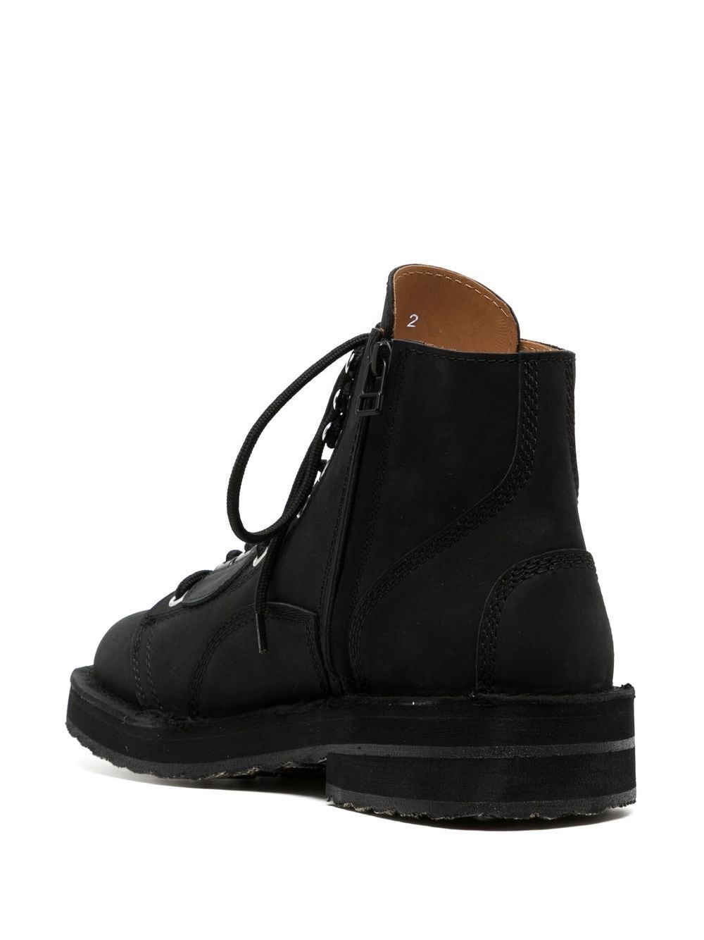Shop Yohji Yamamoto Lace-up Leather Ankle Boots In Black