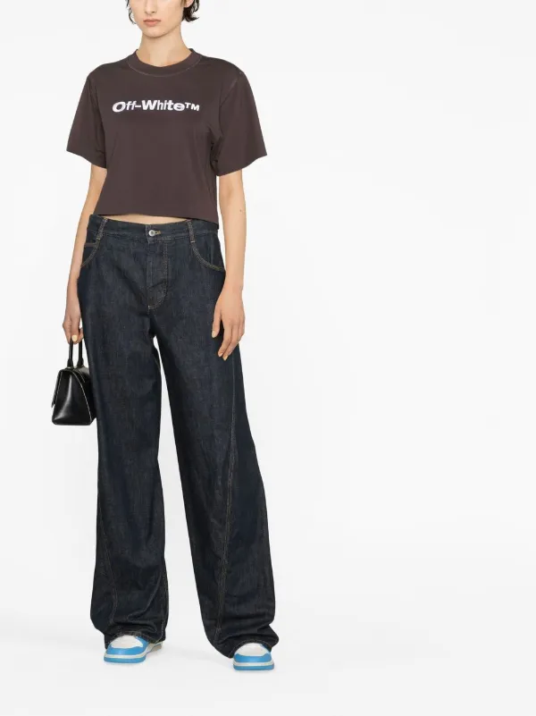 Off-White オフホワイト クロップド Tシャツ | ブラック | FARFETCH JP