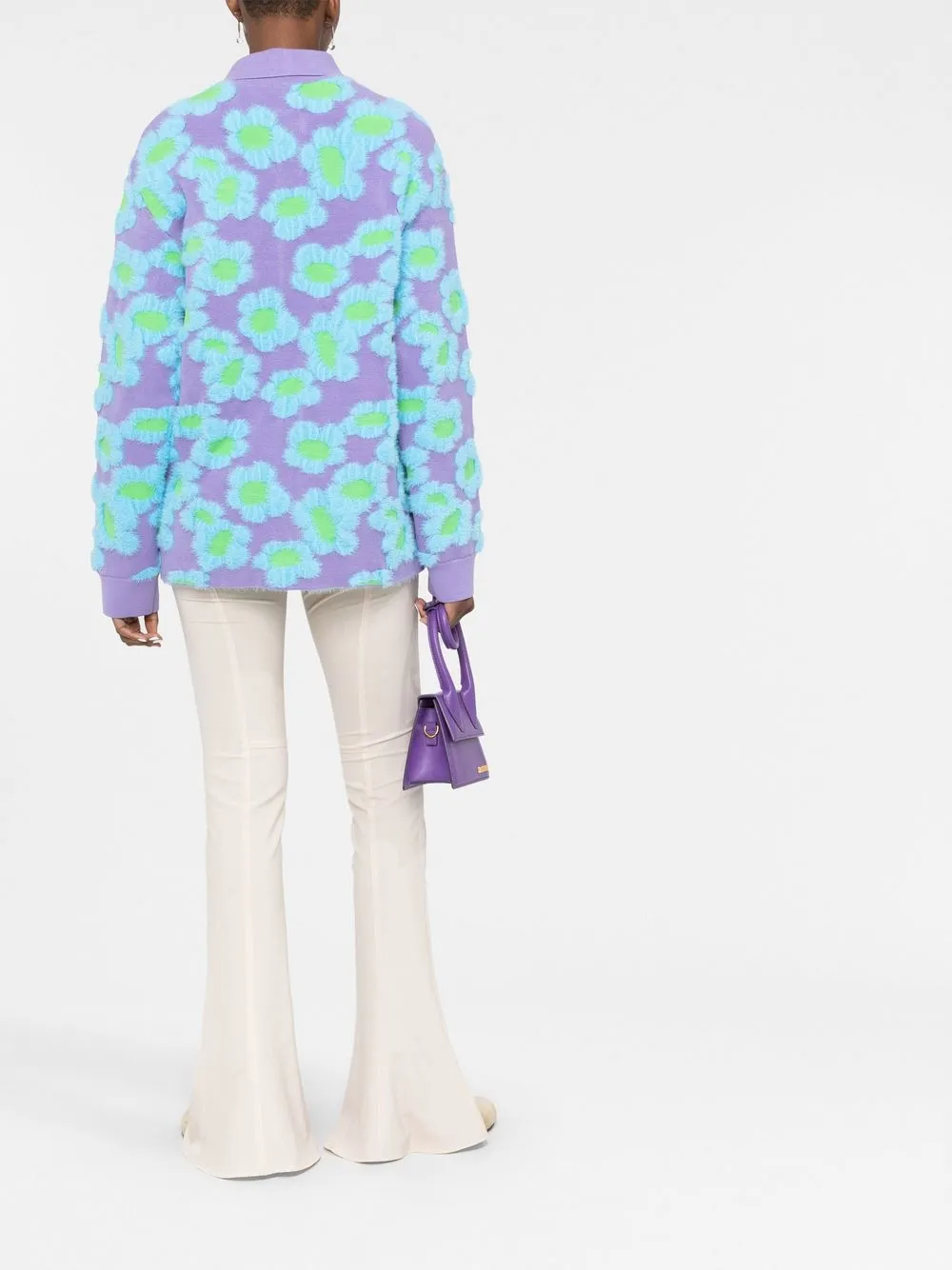 Shop Jacquemus Le Chemise Neve Fleurs Cardigan In Purple