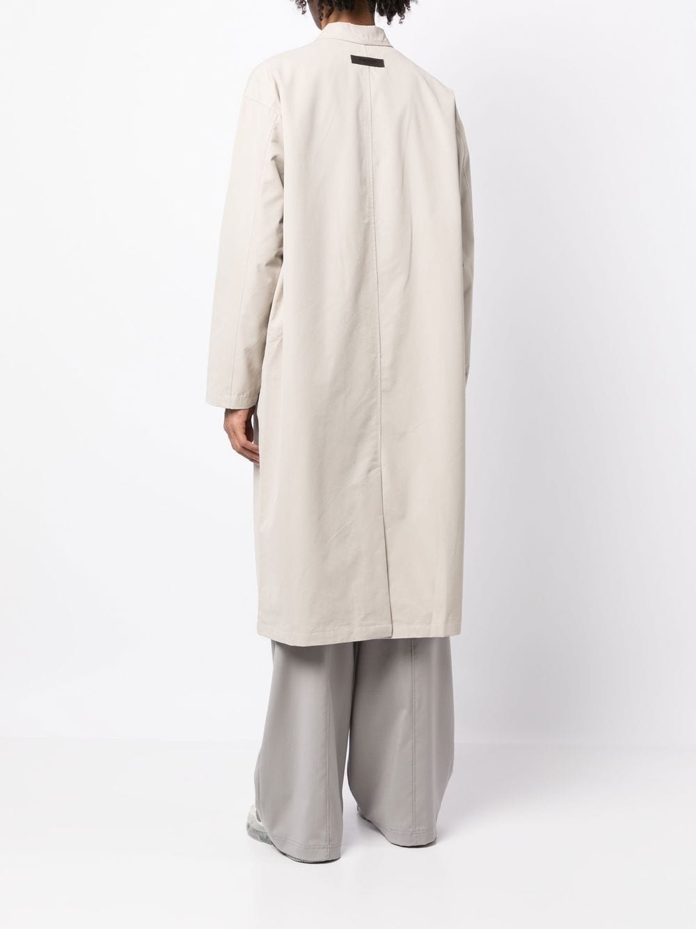 Shop Essentials Cotton-blend Buttoned Trench Coat In Grey