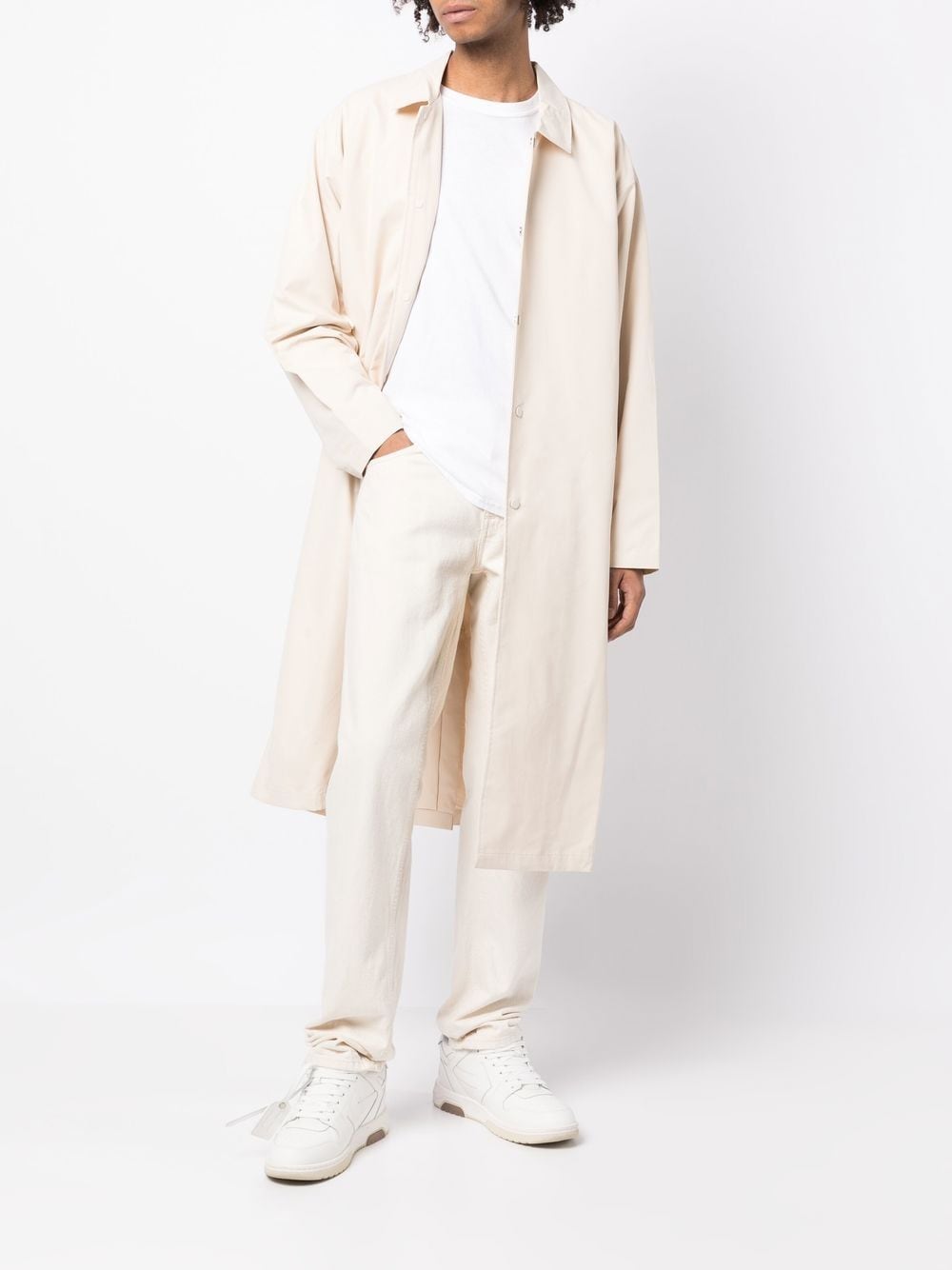 Shop Essentials Spread-collar Buttoned Trench Coat In Neutrals