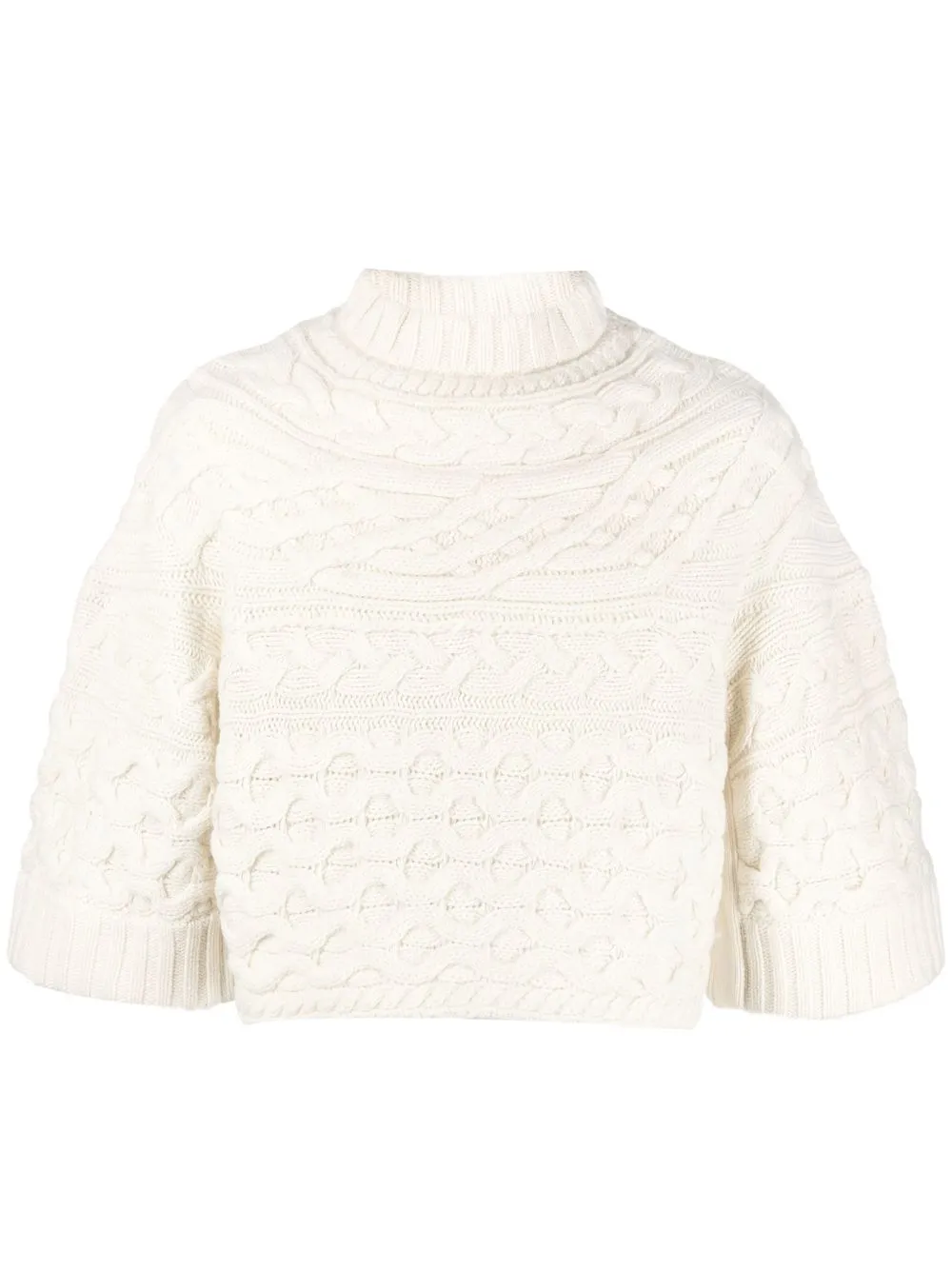 

sacai cropped cable-knit jumper - White