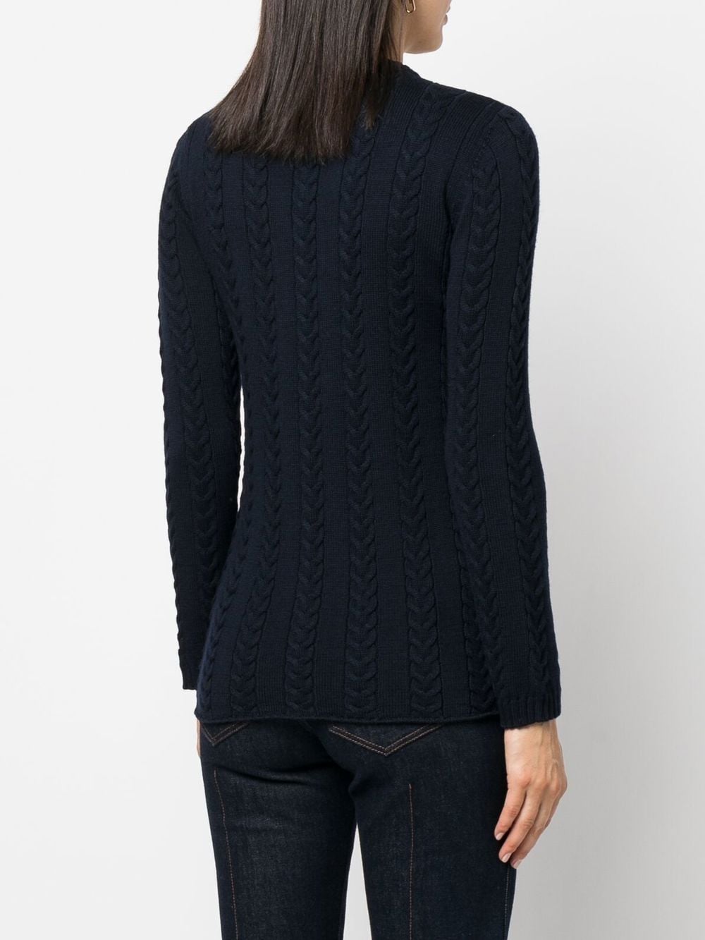 Shop Giuliva Heritage Visina Cable-knit Wool Cardigan In 蓝色