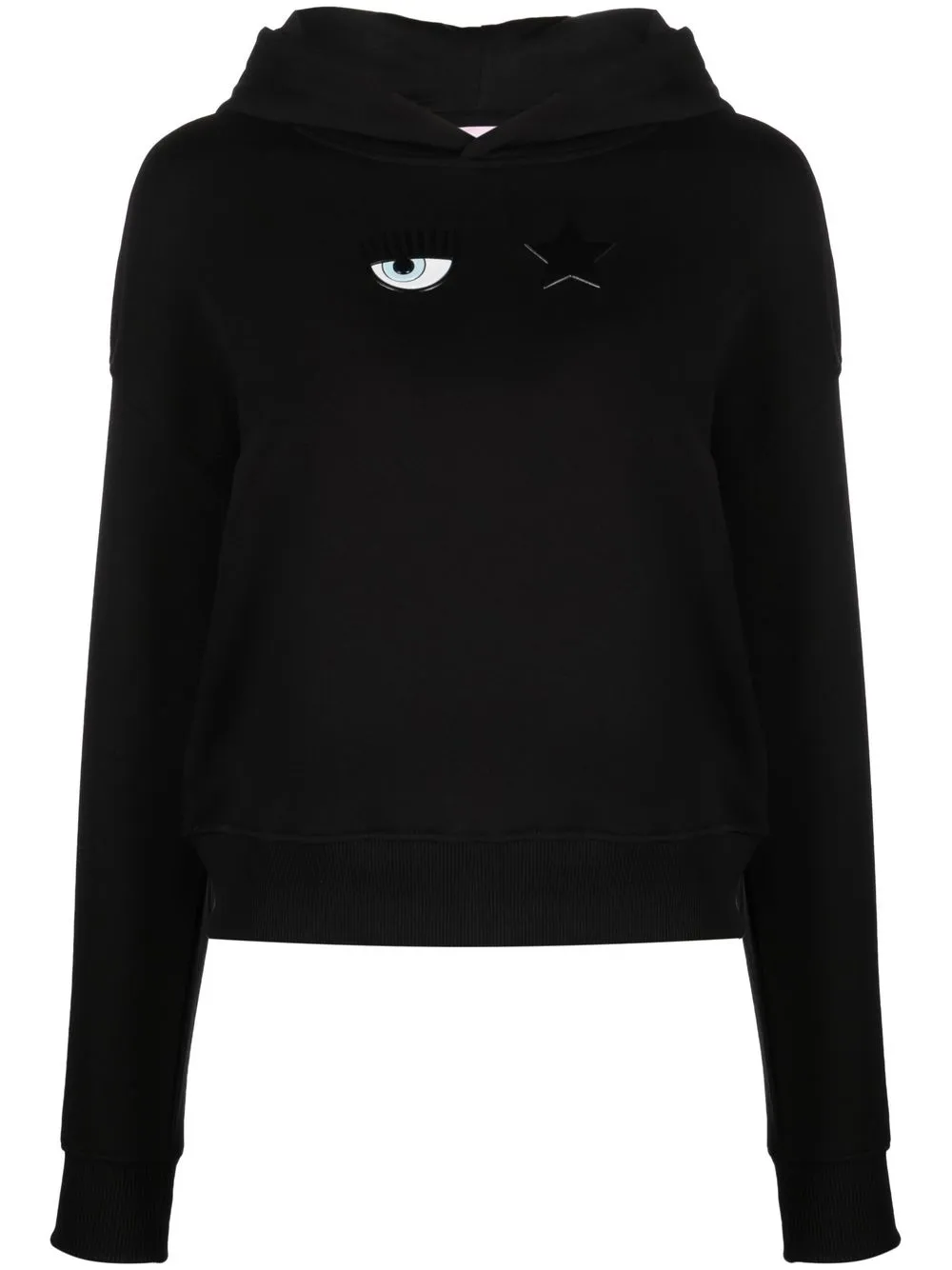 

Chiara Ferragni logo-patch cotton hoodie - Black