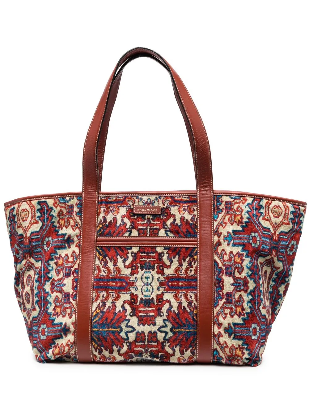 

Isabel Marant geometric-print velvet-effect tote - Red