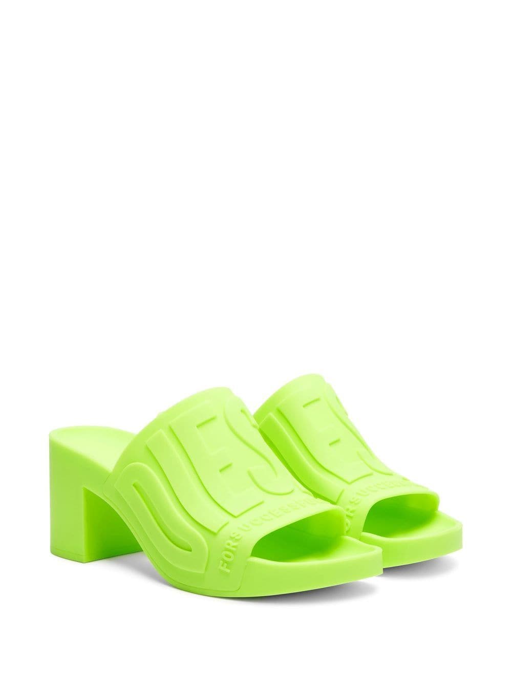 Shop Diesel Sa-pamela H Logo-embossed Sandals In Green