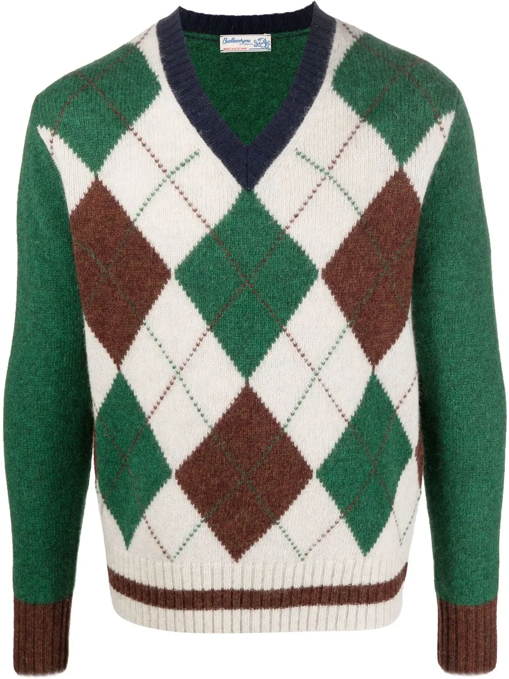 BALLANTYNE V-NECK ARGYLE-KNIT JUMPER