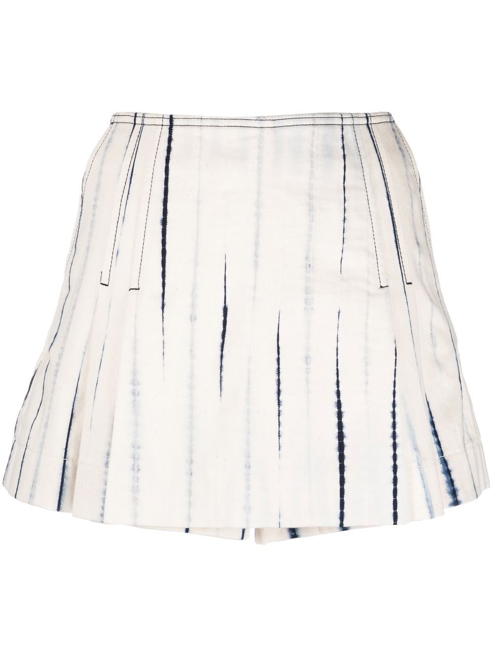 Tory Burch Pleated Cotton Shorts In Neutrals