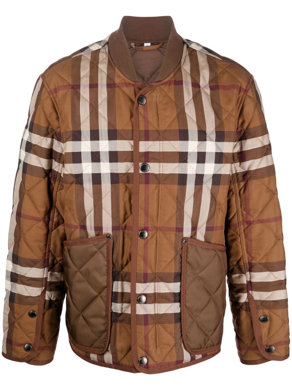 Burberry Vintage Check Quilted Bomber Jacket In Brown