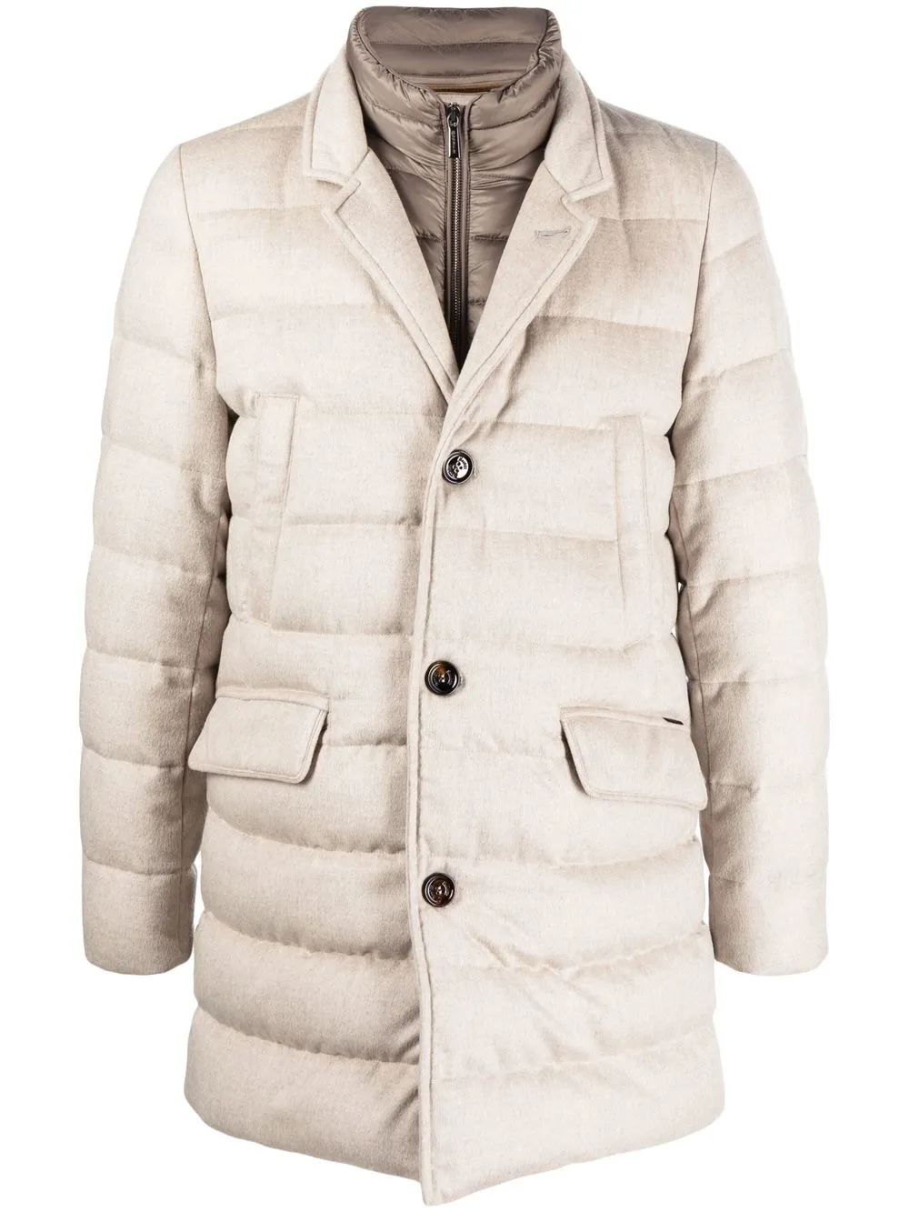 

Moorer padded button-up coat - Neutrals