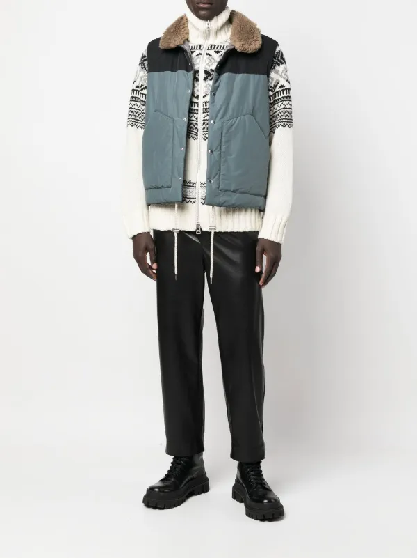 sacai グレー キルティングジャンパー Sacai シアリングカラー パデッドジャケット | グレー | FARFETCH JP