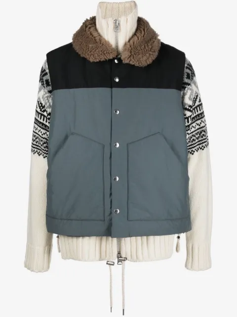 sacai 皮毛一体衣领填充夹克